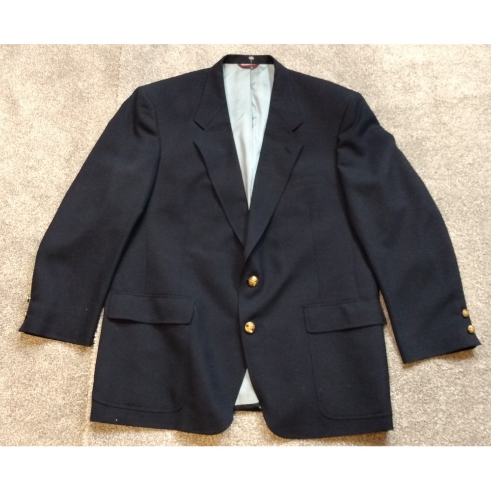 VTG Jack Nicklaus Blazer 44R Navy Blue Golf Brass Buttons Hart Schaffner Marx